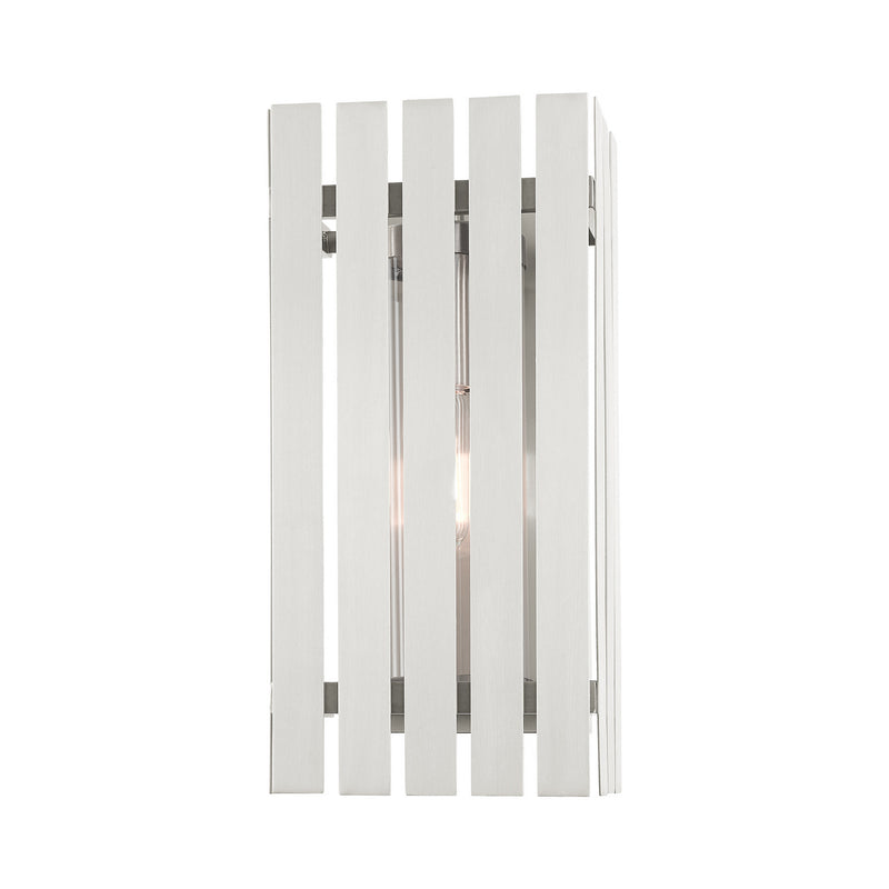 Livex Lighting 20753-91 One Light Outdoor Wall Lantern, Brushed Nickel