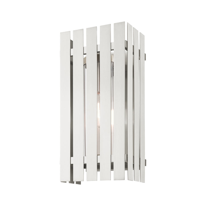 Livex Lighting 20753-91 One Light Outdoor Wall Lantern, Brushed Nickel