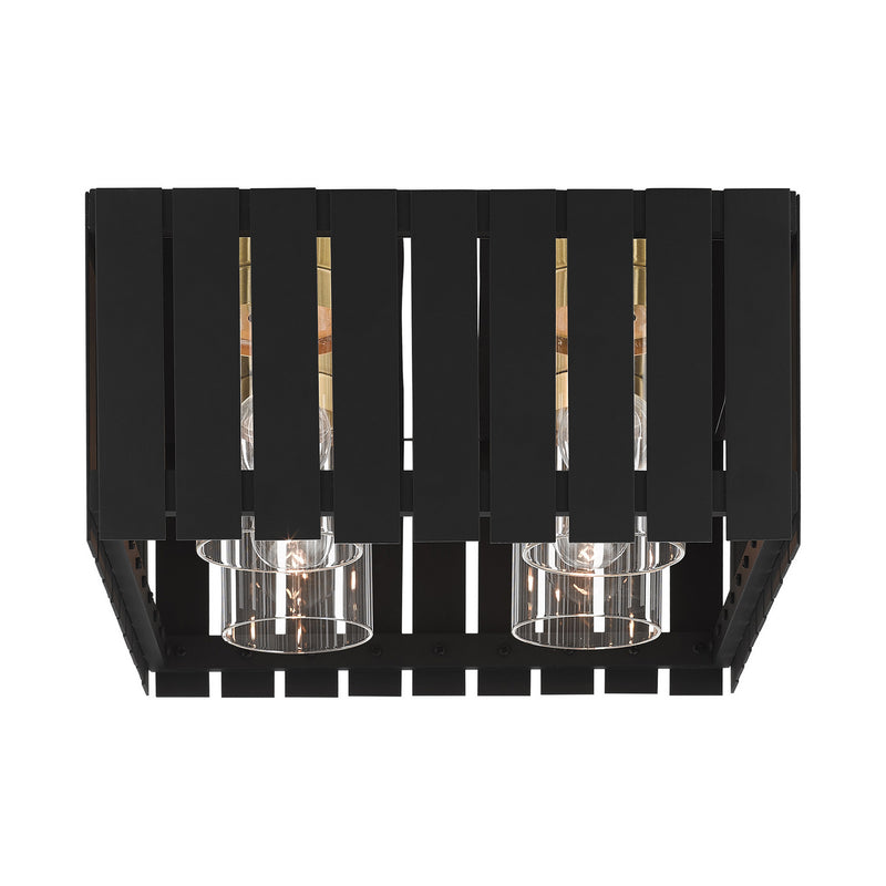 Livex Lighting 20754-04 Four Light Outdoor Flush Mount, Black w/ Satin Brasss