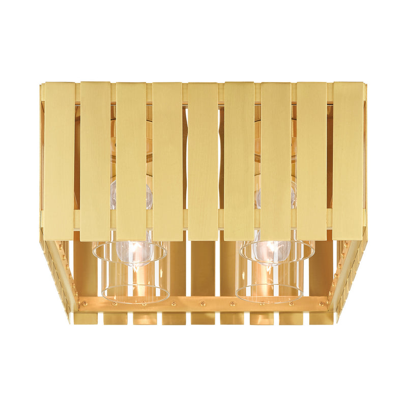 Livex Lighting 20754-12 Four Light Outdoor Flush Mount, Satin Brass