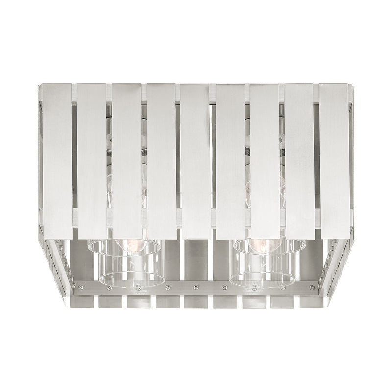 Livex Lighting 20754-91 Four Light Outdoor Flush Mount, Brushed Nickel