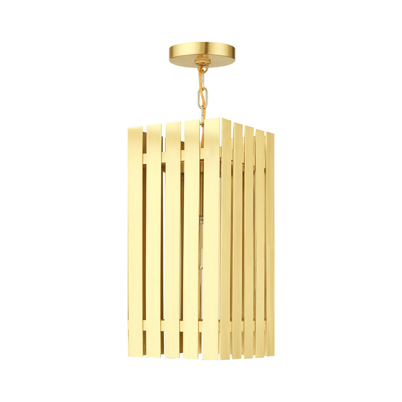 Livex Lighting 20757-12 One Light Outdoor Pendant, Satin Brass