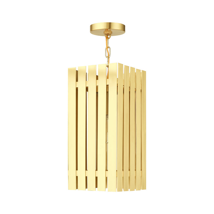 Livex Lighting 20757-12 One Light Outdoor Pendant, Satin Brass