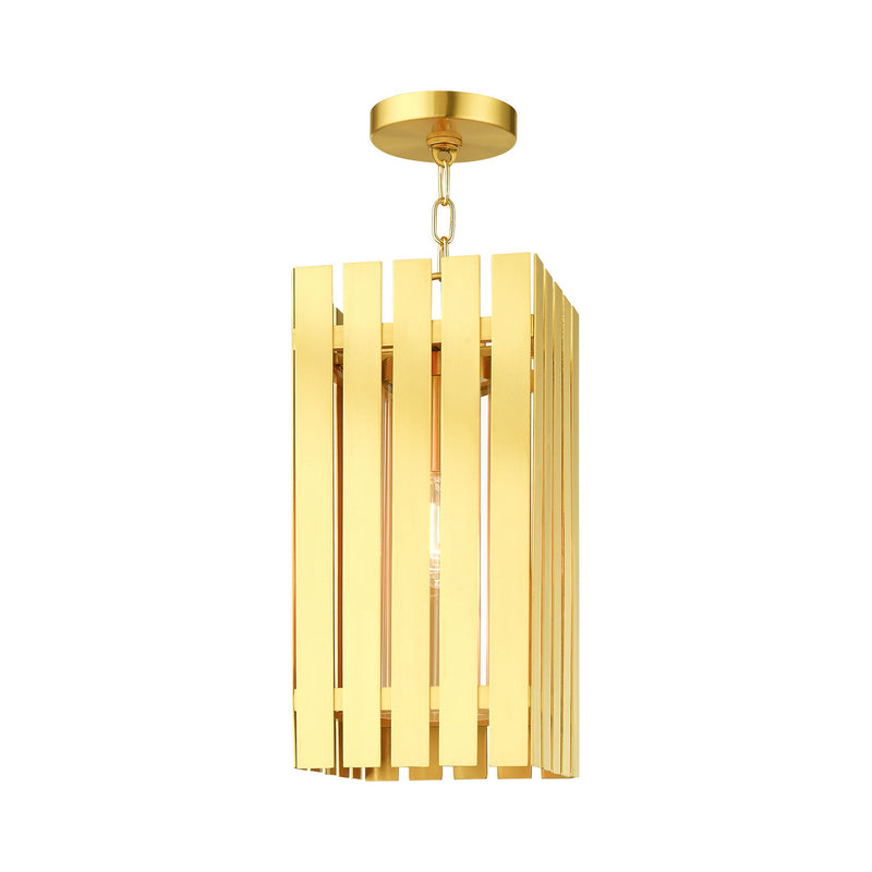 Livex Lighting 20757-12 One Light Outdoor Pendant, Satin Brass