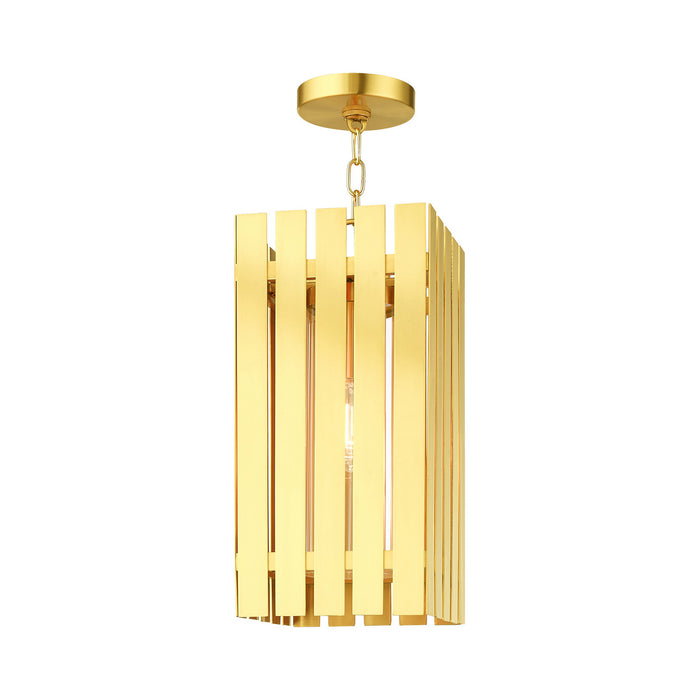 Livex Lighting 20757-12 One Light Outdoor Pendant, Satin Brass