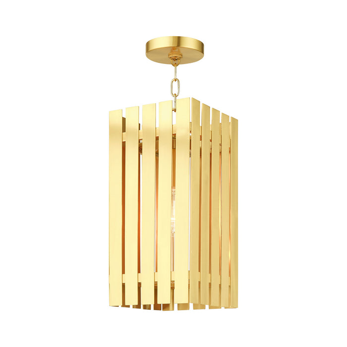 Livex Lighting 20757-12 One Light Outdoor Pendant, Satin Brass