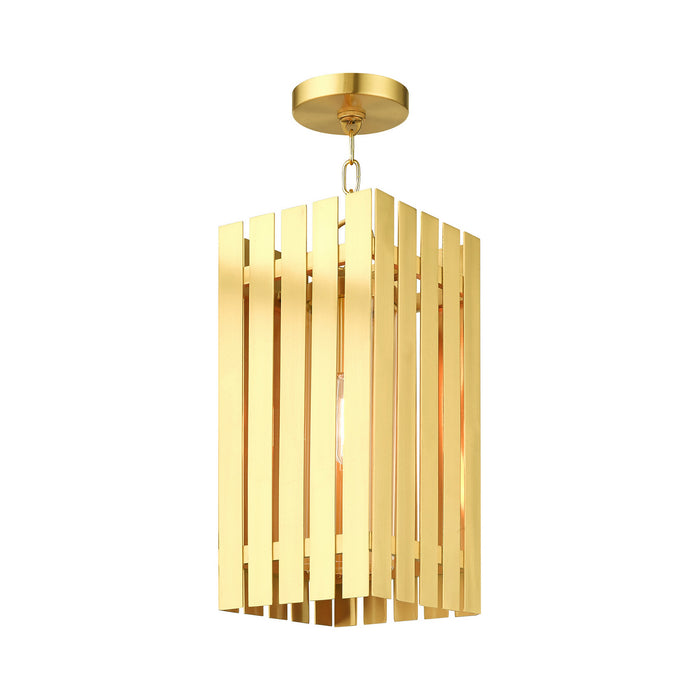 Livex Lighting 20757-12 One Light Outdoor Pendant, Satin Brass
