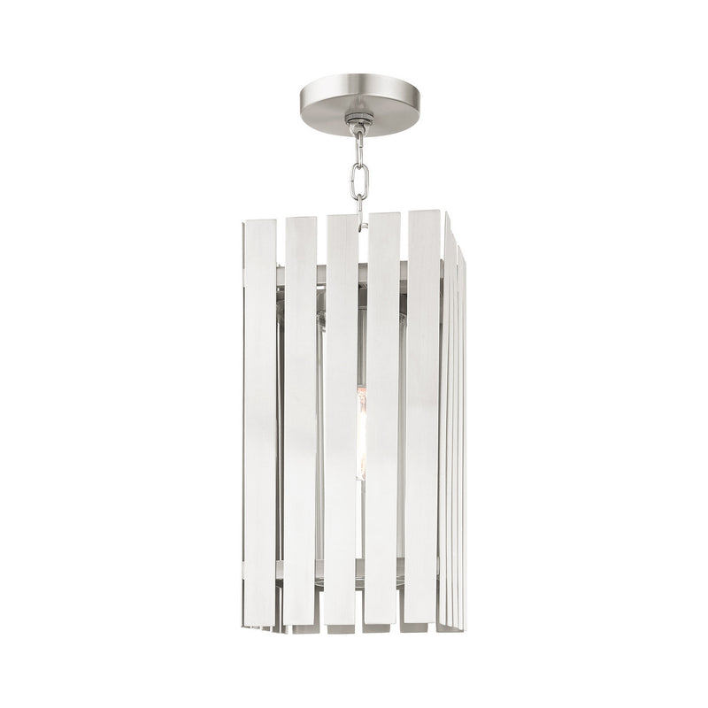 Livex Lighting 20757-91 One Light Outdoor Pendant, Brushed Nickel