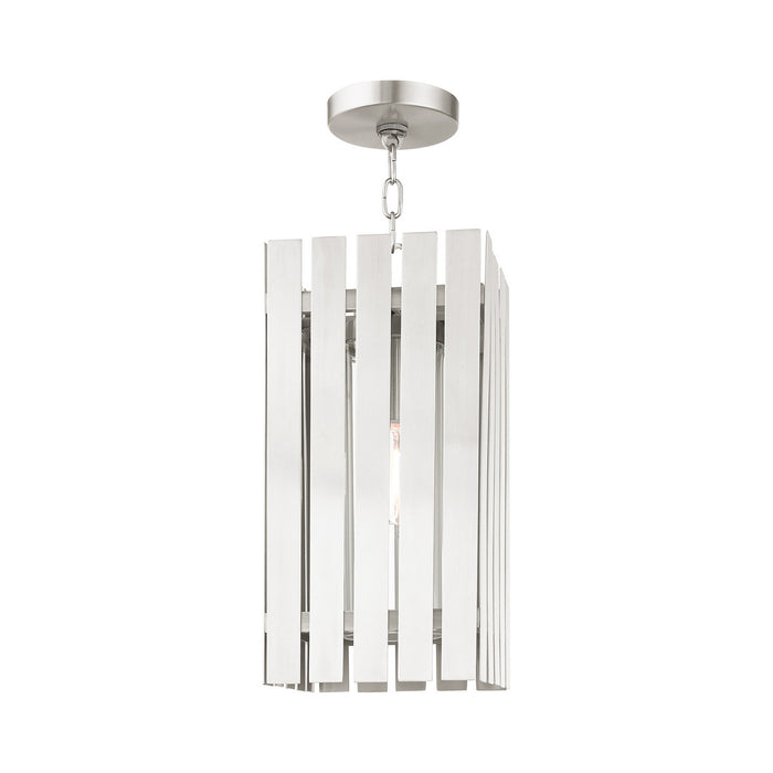 Livex Lighting 20757-91 One Light Outdoor Pendant, Brushed Nickel