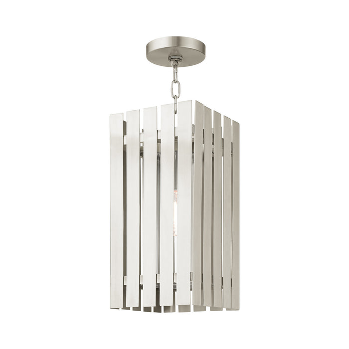 Livex Lighting 20757-91 One Light Outdoor Pendant, Brushed Nickel