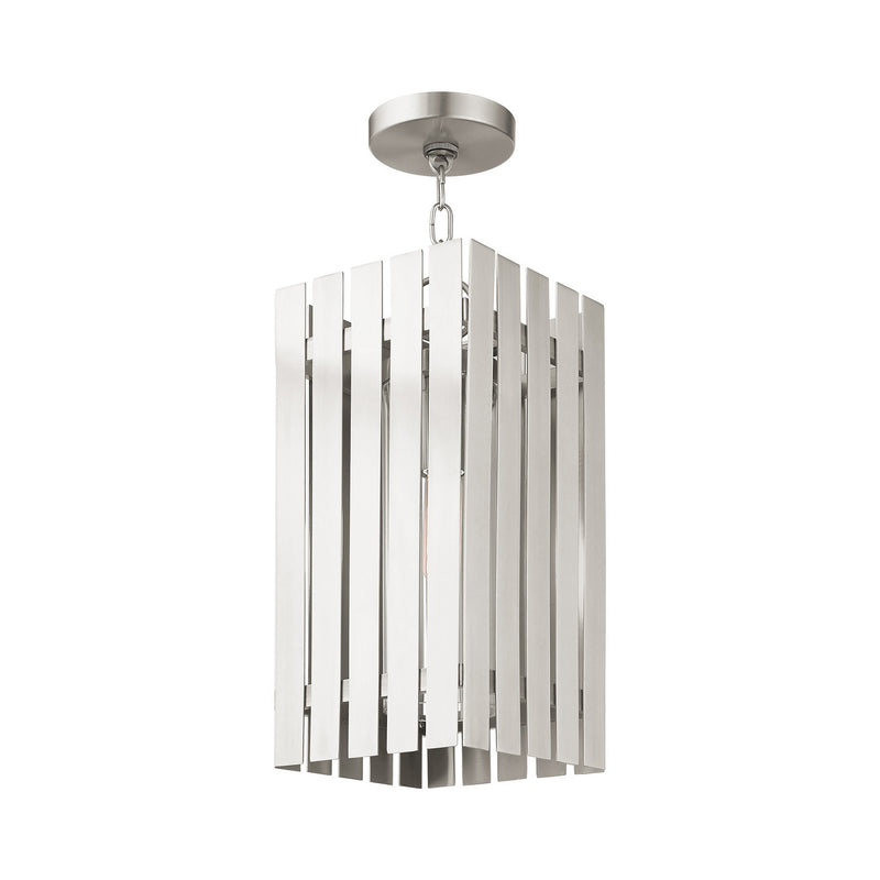 Livex Lighting 20757-91 One Light Outdoor Pendant, Brushed Nickel