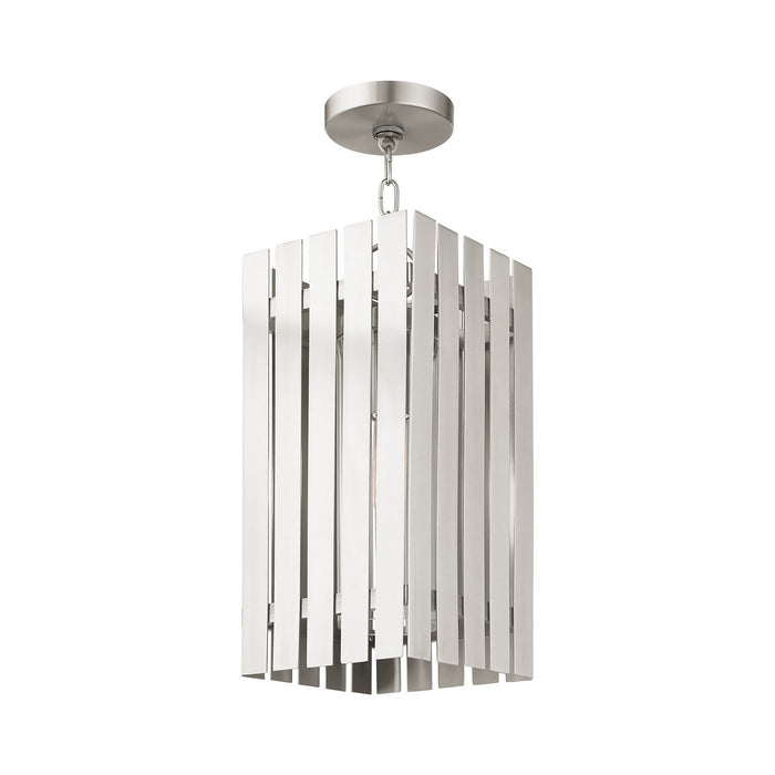 Livex Lighting 20757-91 One Light Outdoor Pendant, Brushed Nickel