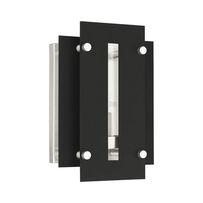 Livex Lighting 21771-04 One Light Outdoor Wall Lantern, Black w/ Brushed Nickels