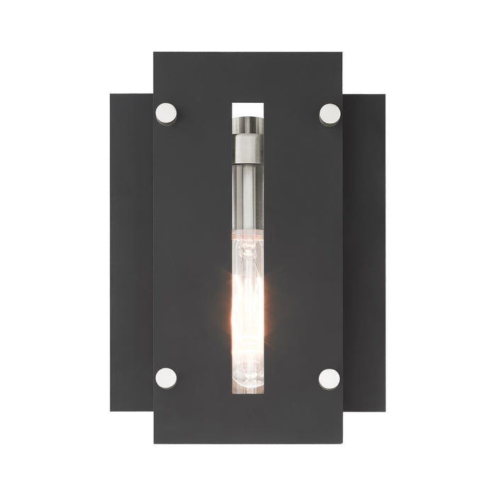 Livex Lighting 21771-04 One Light Outdoor Wall Lantern, Black w/ Brushed Nickels