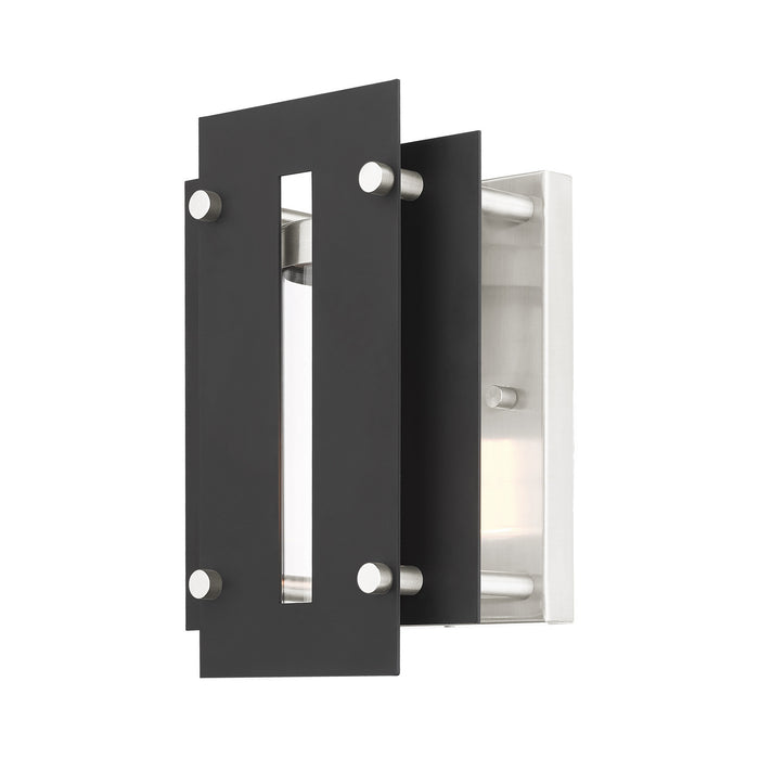Livex Lighting 21771-04 One Light Outdoor Wall Lantern, Black w/ Brushed Nickels