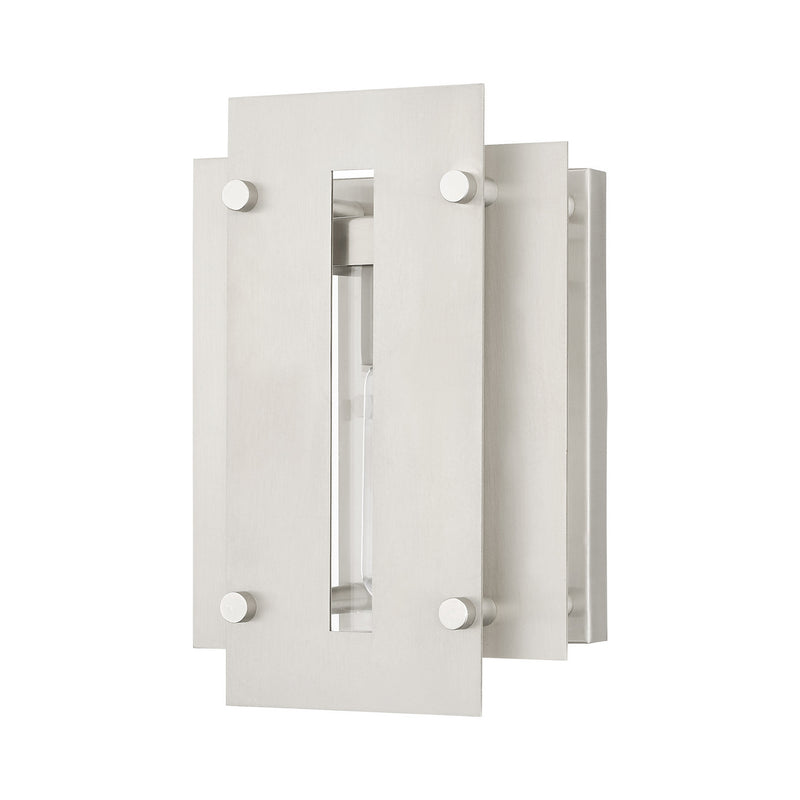 Livex Lighting 21771-91 One Light Outdoor Wall Lantern, Brushed Nickel