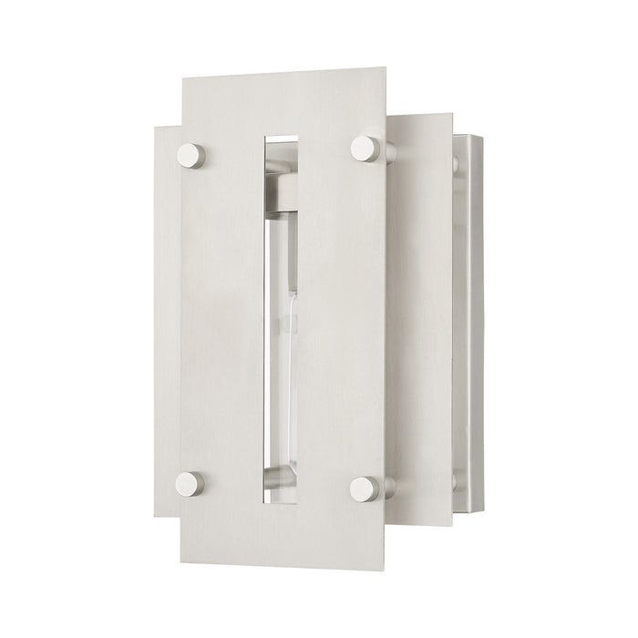 Livex Lighting 21771-91 One Light Outdoor Wall Lantern, Brushed Nickel