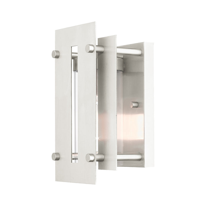 Livex Lighting 21771-91 One Light Outdoor Wall Lantern, Brushed Nickel