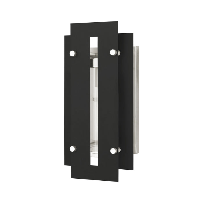 Livex Lighting 21772-04 One Light Outdoor Wall Lantern, Black w/ Brushed Nickels