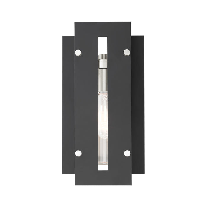 Livex Lighting 21772-04 One Light Outdoor Wall Lantern, Black w/ Brushed Nickels