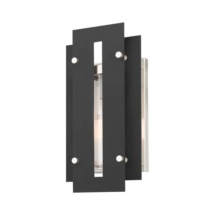 Livex Lighting 21772-04 One Light Outdoor Wall Lantern, Black w/ Brushed Nickels