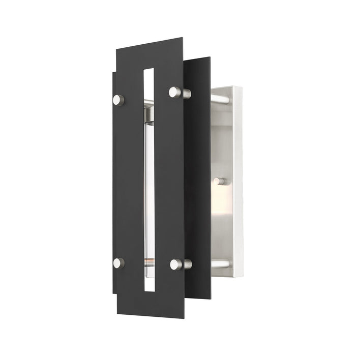 Livex Lighting 21772-04 One Light Outdoor Wall Lantern, Black w/ Brushed Nickels