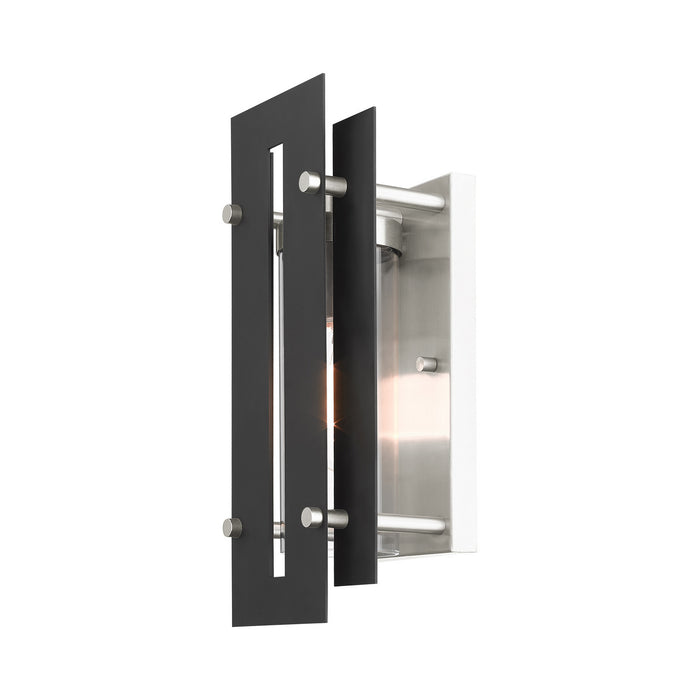 Livex Lighting 21772-04 One Light Outdoor Wall Lantern, Black w/ Brushed Nickels