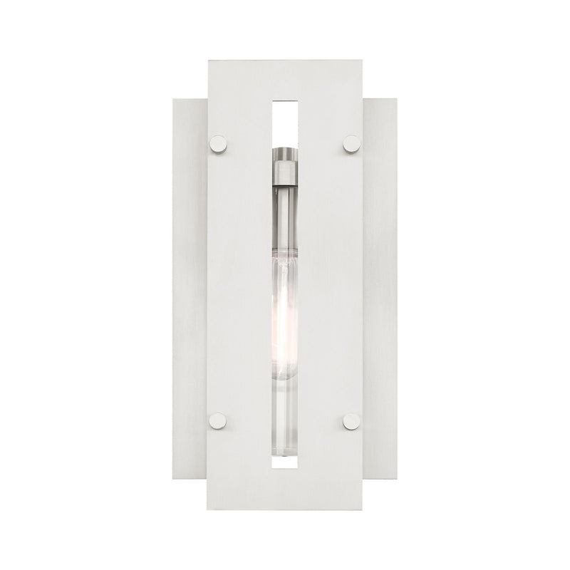Livex Lighting 21772-91 One Light Outdoor Wall Lantern, Brushed Nickels