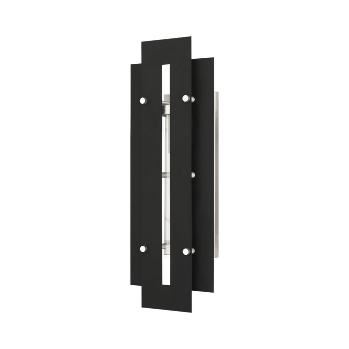 Livex Lighting 21773-04 One Light Outdoor Wall Lantern, Black w/ Brushed Nickels