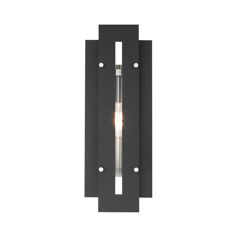 Livex Lighting 21773-04 One Light Outdoor Wall Lantern, Black w/ Brushed Nickels