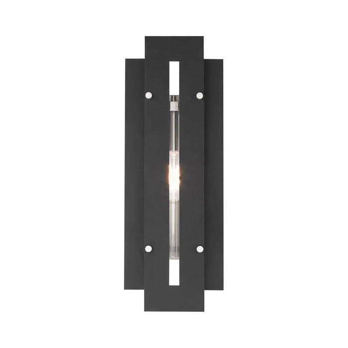 Livex Lighting 21773-04 One Light Outdoor Wall Lantern, Black w/ Brushed Nickels
