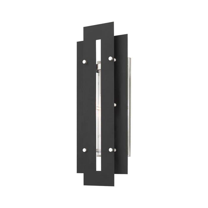 Livex Lighting 21773-04 One Light Outdoor Wall Lantern, Black w/ Brushed Nickels