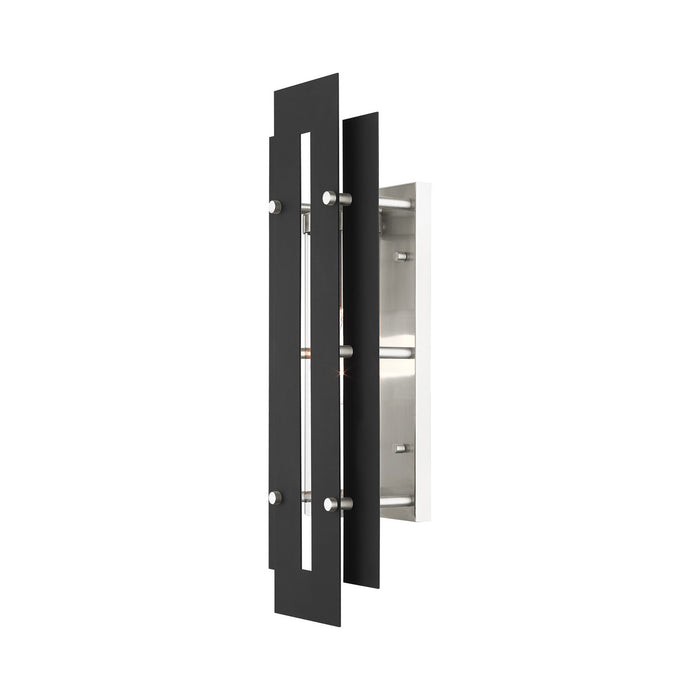 Livex Lighting 21773-04 One Light Outdoor Wall Lantern, Black w/ Brushed Nickels
