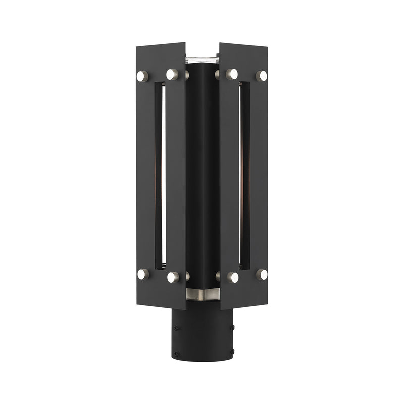 Livex Lighting 21774-04 One Light Outdoor Post Top Lantern, Black w/ Brushed Nickels