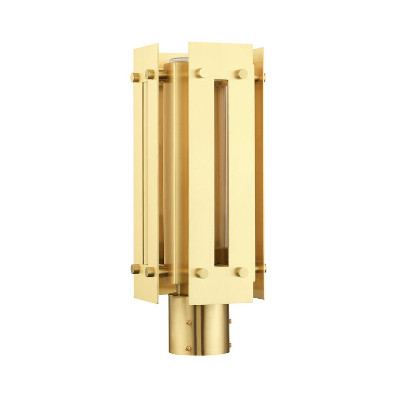 Livex Lighting 21774-12 One Light Outdoor Post Top Lantern, Satin Brass