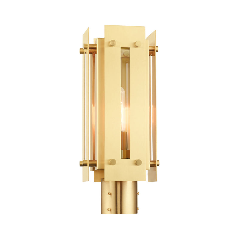 Livex Lighting 21774-12 One Light Outdoor Post Top Lantern, Satin Brass