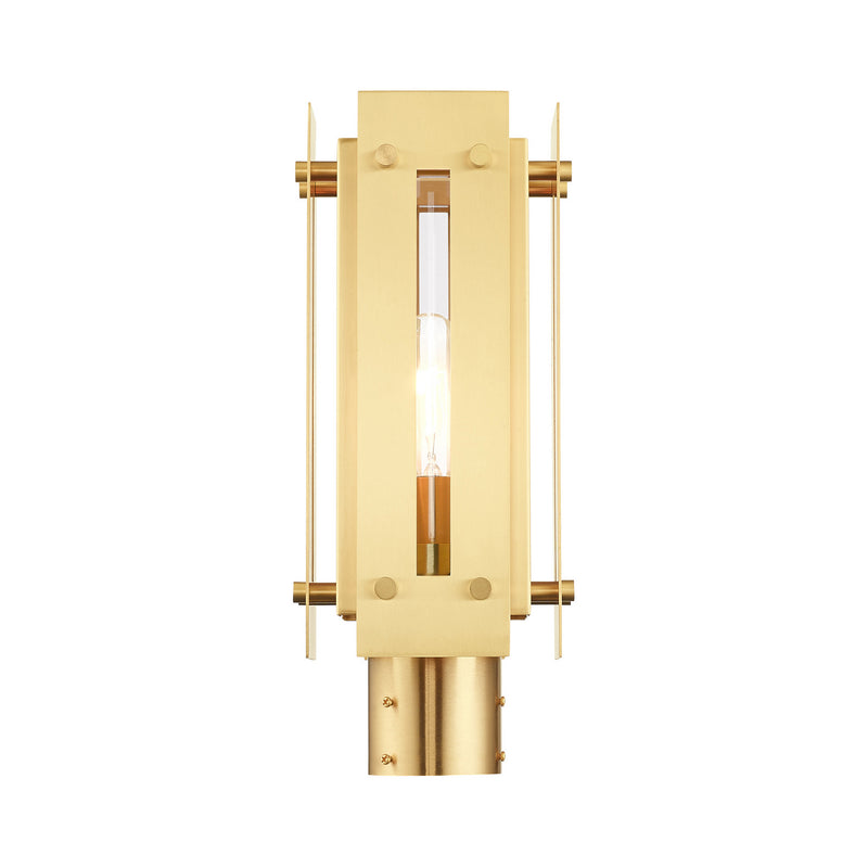 Livex Lighting 21774-12 One Light Outdoor Post Top Lantern, Satin Brass