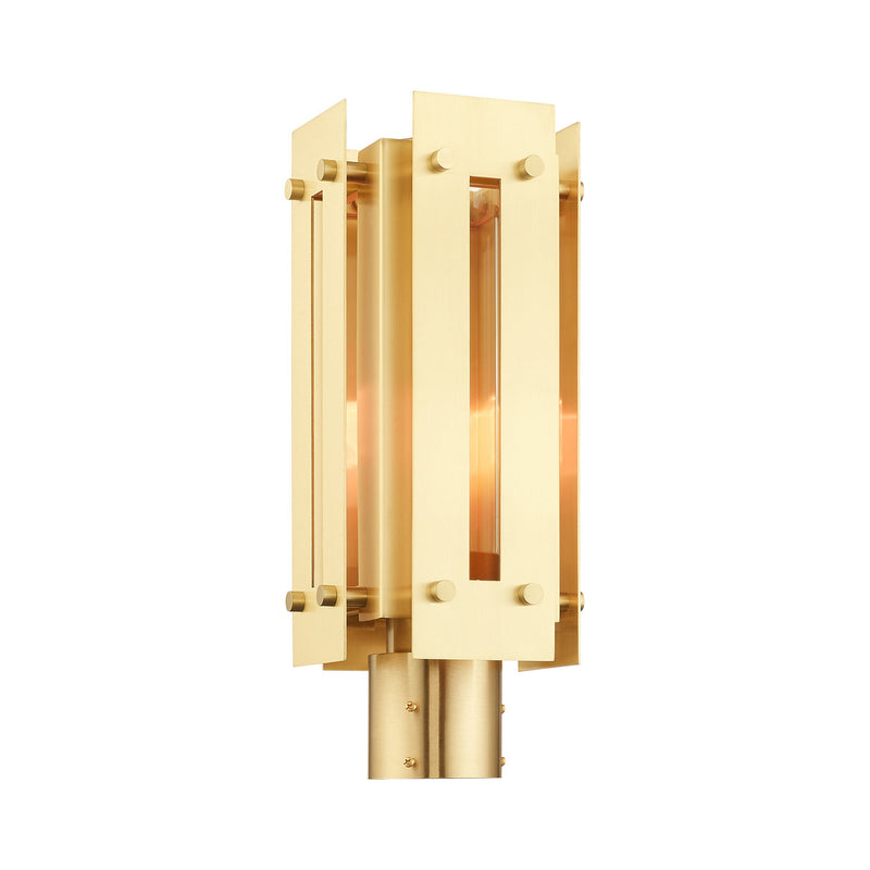 Livex Lighting 21774-12 One Light Outdoor Post Top Lantern, Satin Brass