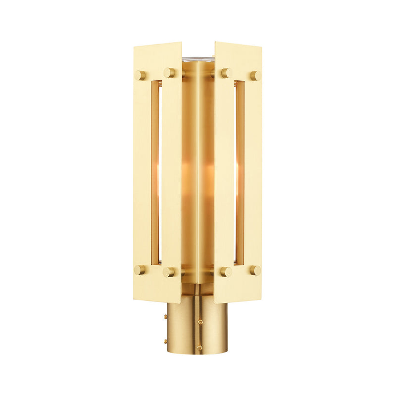 Livex Lighting 21774-12 One Light Outdoor Post Top Lantern, Satin Brass
