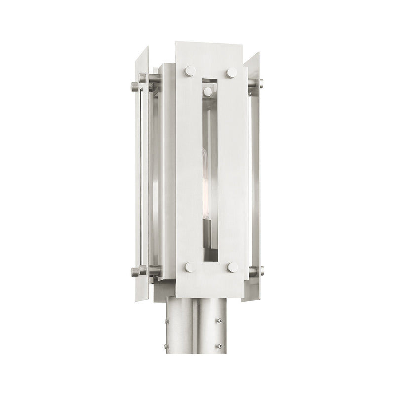 Livex Lighting 21774-91 One Light Outdoor Post Top Lantern, Brushed Nickel