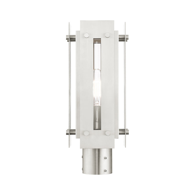 Livex Lighting 21774-91 One Light Outdoor Post Top Lantern, Brushed Nickel