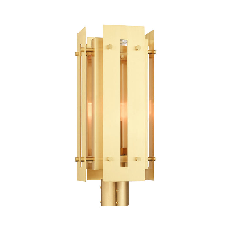 Livex Lighting 21776-12 One Light Outdoor Post Top Lantern, Satin Brass