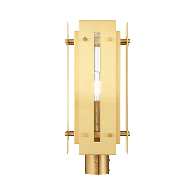 Livex Lighting 21776-12 One Light Outdoor Post Top Lantern, Satin Brass