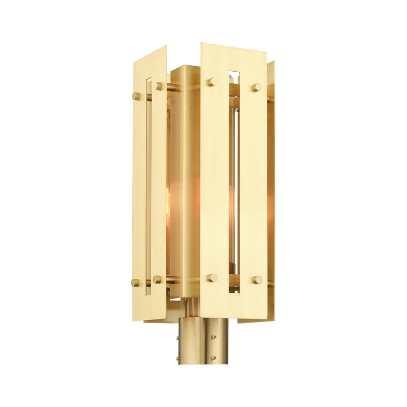 Livex Lighting 21776-12 One Light Outdoor Post Top Lantern, Satin Brass