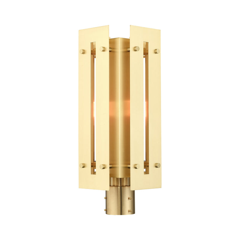 Livex Lighting 21776-12 One Light Outdoor Post Top Lantern, Satin Brass