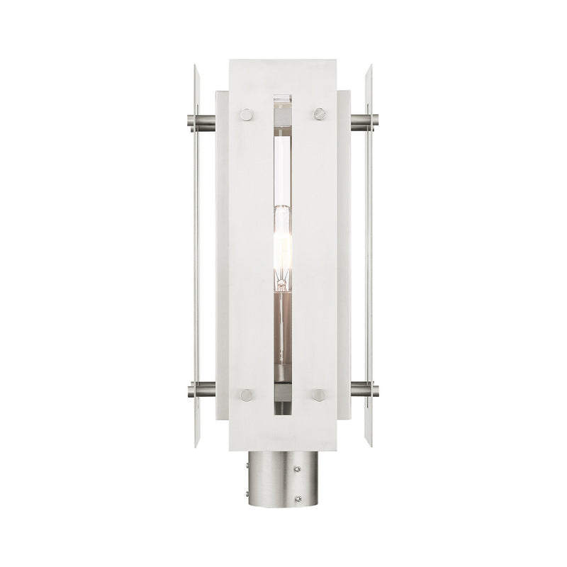 Livex Lighting 21776-91 One Light Outdoor Post Top Lantern, Brushed Nickel