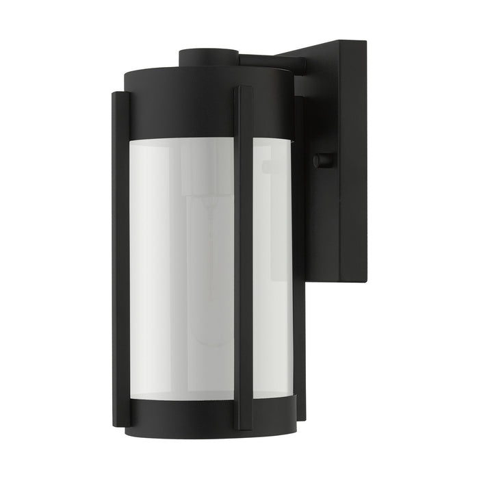 Livex Lighting 22380-04 One Light Outdoor Wall Lantern, Black w/ Brushed Nickels