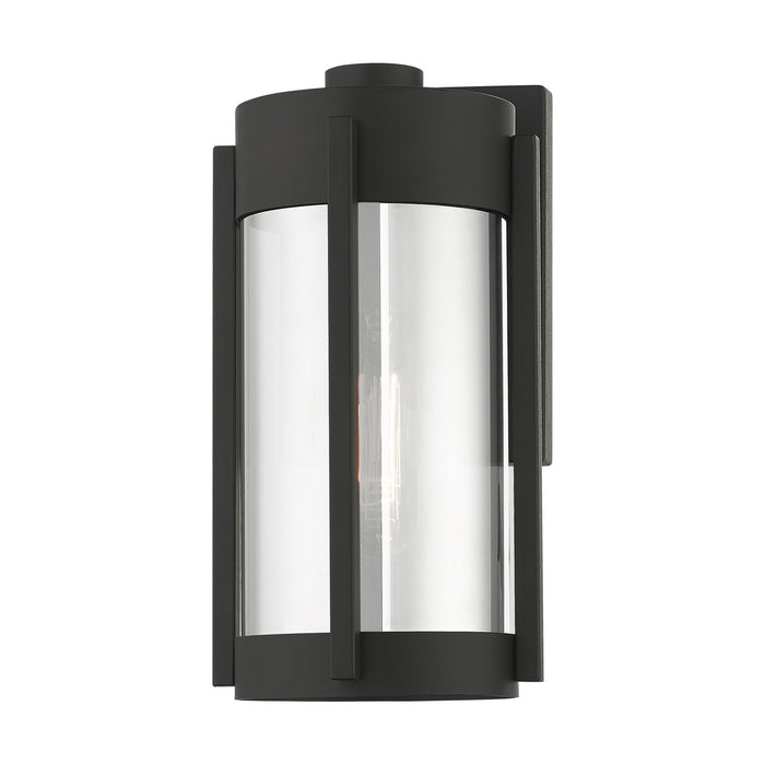 Livex Lighting 22380-04 One Light Outdoor Wall Lantern, Black w/ Brushed Nickels