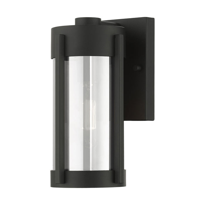 Livex Lighting 22380-04 One Light Outdoor Wall Lantern, Black w/ Brushed Nickels