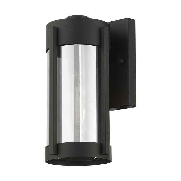 Livex Lighting 22380-04 One Light Outdoor Wall Lantern, Black w/ Brushed Nickels